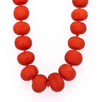 Rowan and Rowan : Georgian pineapple cut coral beads